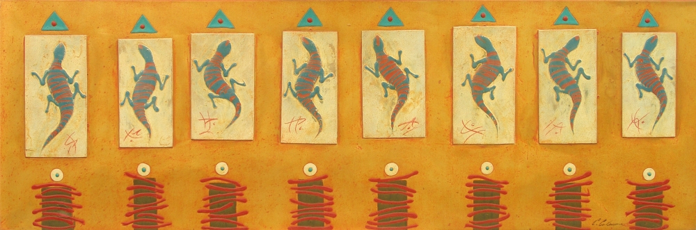 8 boards with lizard